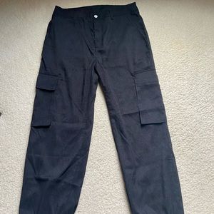 Black Corduroy Fabric Joggers